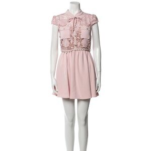 Self portrait pink lace mini dress
